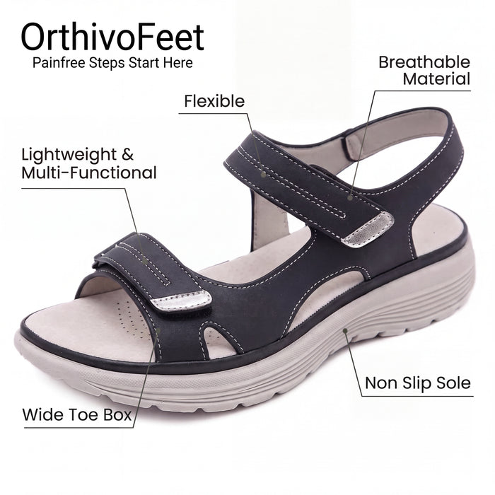 Plantar Fasciitis Relief Sandals with Wide Toe Box & Cushioned Arch Support