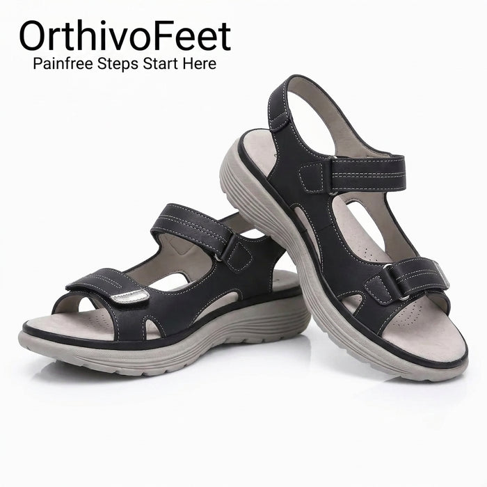 Plantar Fasciitis Relief Sandals with Wide Toe Box & Cushioned Arch Support